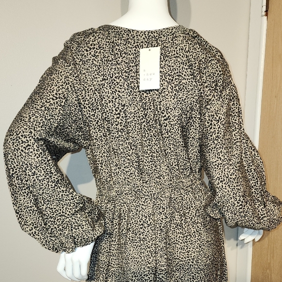 A New Day Brown and Cream Tiered Wrap Dress - Picture 8 of 11